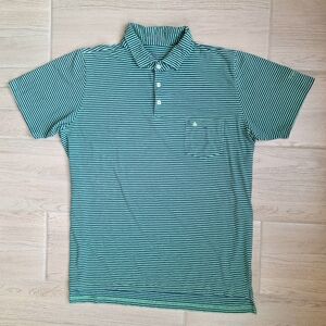 B. Draddy Men’s Short Sleeve Polo Shirt Golf Green Blue Cotton Striped Large